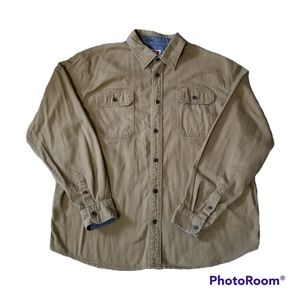Wrangler HLB1SW Flex For Comfort Brown Button Front Work Shirt. Men's Large